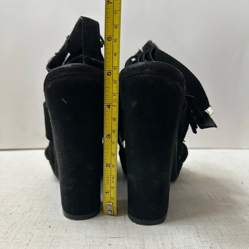 Bar III Black Fringe Block Heels - Picture 7 of 10